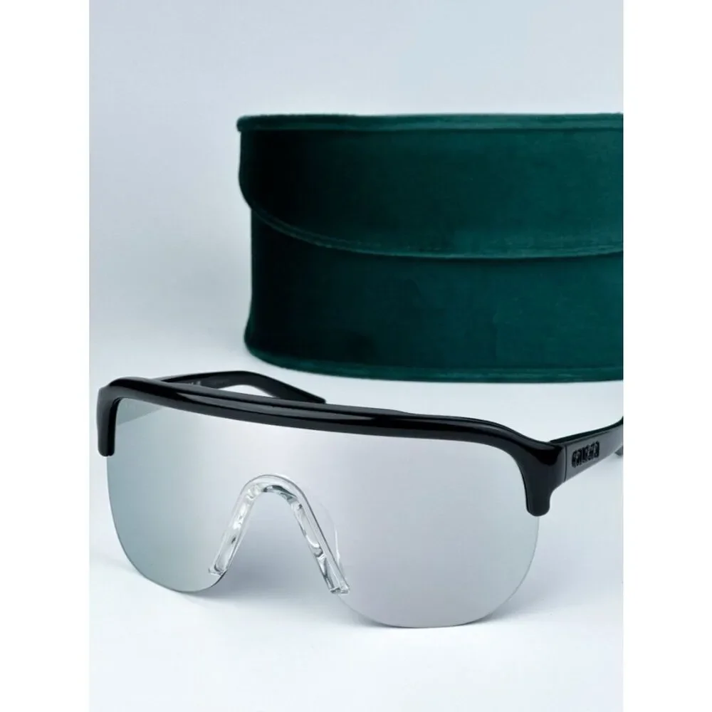 NEW Gucci GG1645S  003 Black Grey Silver Mirrored Unisex Mask Sunglasses